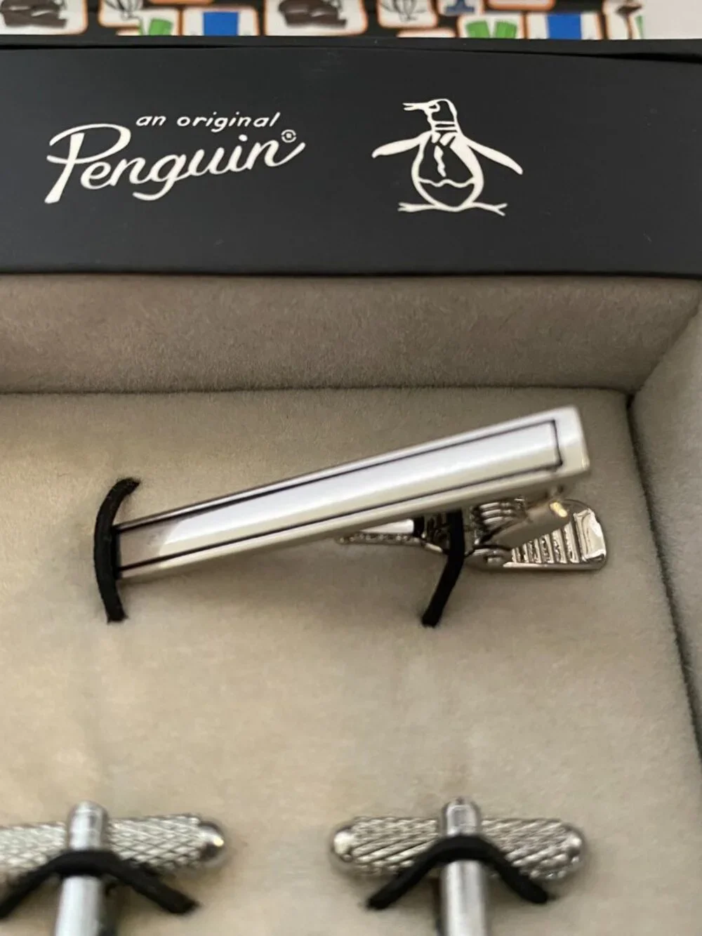 Original Penguin Cufflinks & Tie Bar Gift Set NIB